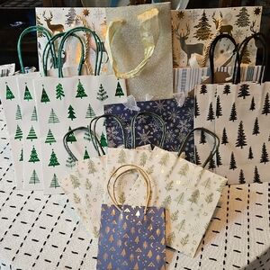 Collection of 17 Assorted Festive Holiday Gift Bags
